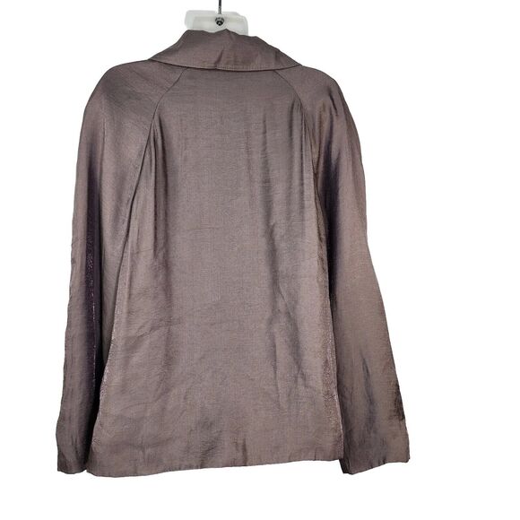 Chico's Womens Jacket Size 2 Large Subtle Shine Karise Long Sleeve Taupe Button - Picture 2 of 12